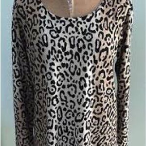 Marled Black and Cream Animal Print Blouse